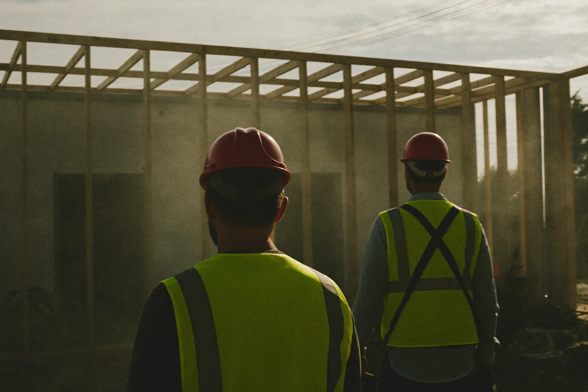 Framing crew at work on a residential build