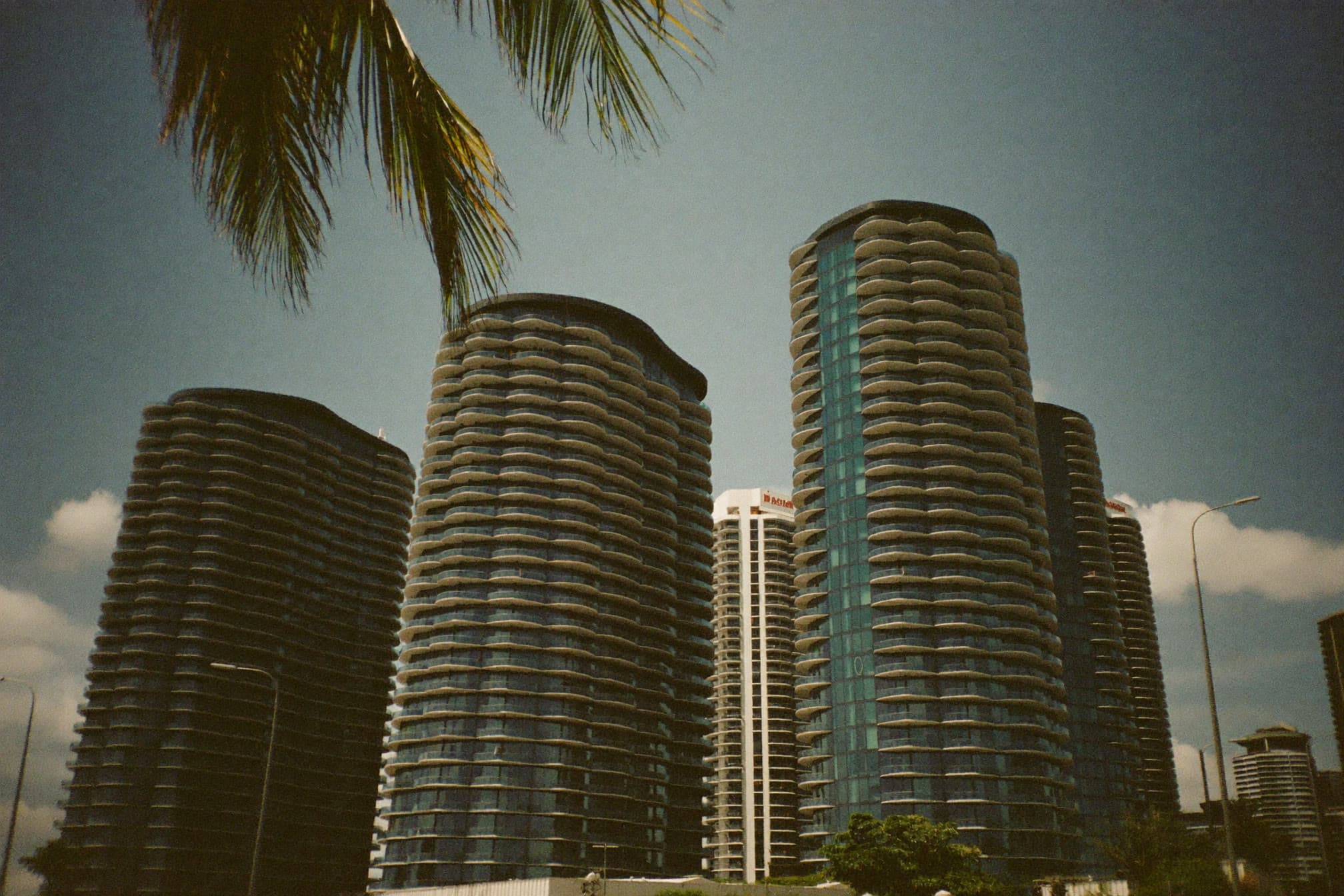 Condominium towers with curved balconies